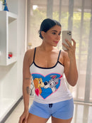 Pijama Short Tira Sublimado frente