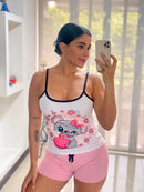 Pijama Short Tira Sublimado frente